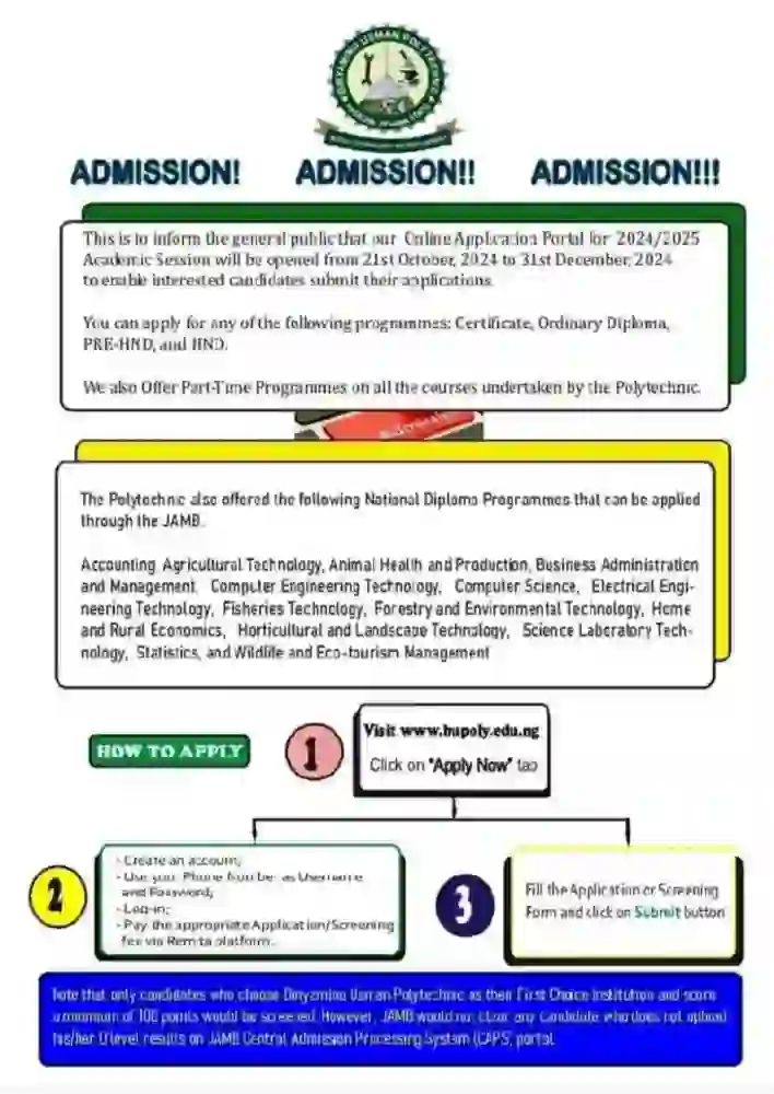 BUPOLY UTME Admission Form 2024/2025 Out