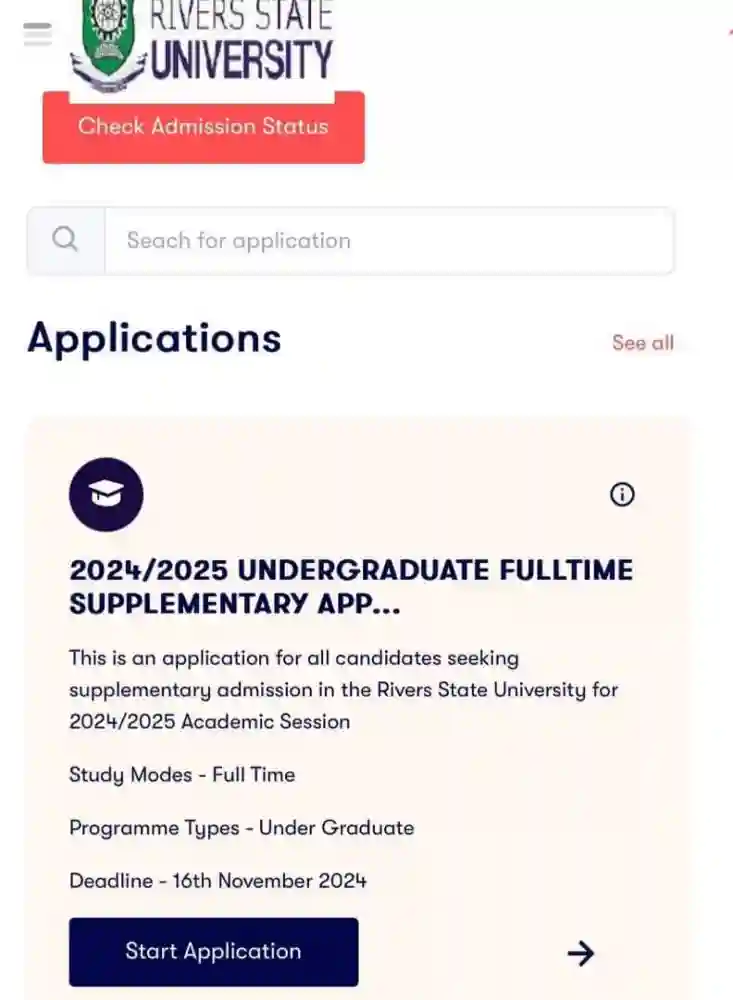 RSU Supplementary P-UTME Form 2024/2025